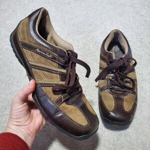AMERICAN EAGLE AEO Vintage Leather Sneakers Driving Shoes Y2K 90s Brown Men's 10